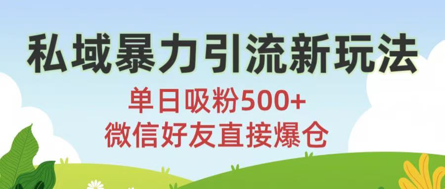 私域暴力引流新玩法!单日吸粉500+,微信好友直接爆仓网创吧-网创项目资源站-副业项目-创业项目-搞钱项目网创吧