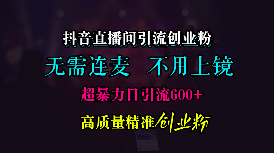 抖音直播间引流创业粉，无需连麦、无需上镜，超暴力日引流600+高质量精准创业粉网创吧-网创项目资源站-副业项目-创业项目-搞钱项目网创吧