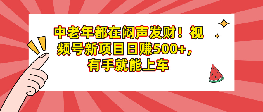 中老年都在闷声发财!视频号新项目日赚500+,有手就能上车网创吧-网创项目资源站-副业项目-创业项目-搞钱项目网创吧