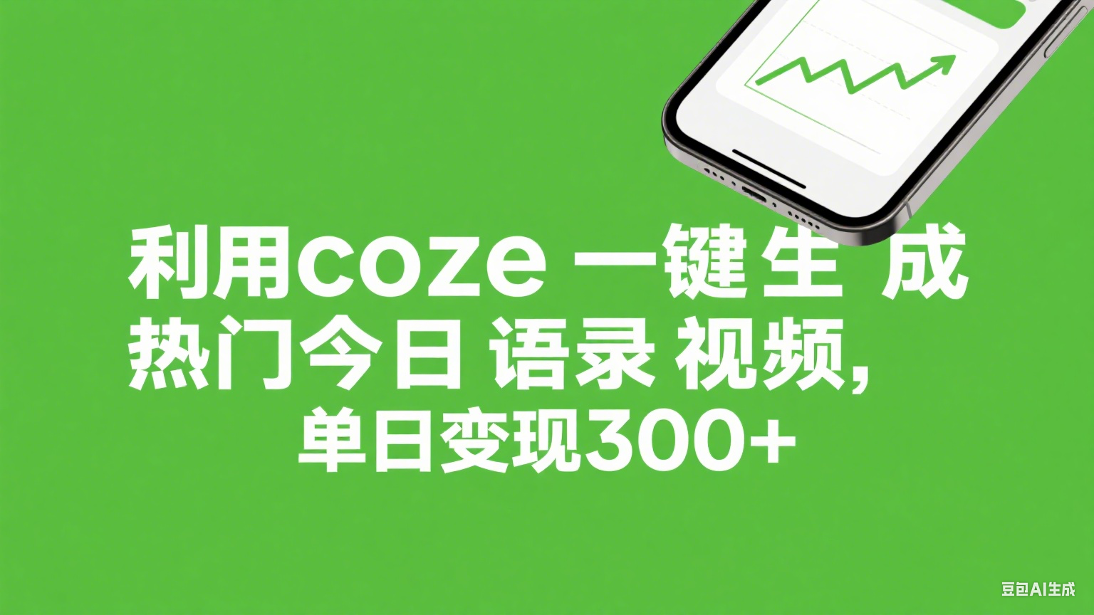 利用coze一键生成热门今日语录视频，单日变现300+网创吧-网创项目资源站-副业项目-创业项目-搞钱项目网创吧