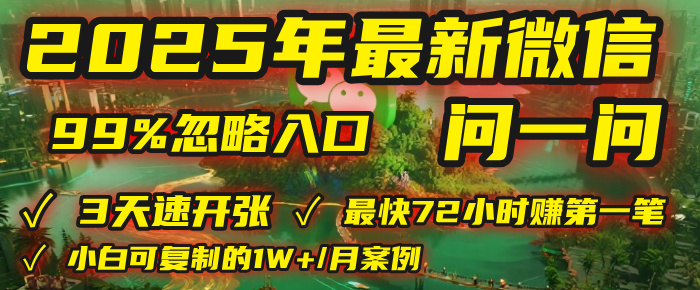 2025年，被99%的人忽视的微信问一问：每天写300字，最快3天就能“开张”赚到第一笔钱，有人已稳定月入1W+！网创吧-网创项目资源站-副业项目-创业项目-搞钱项目网创吧