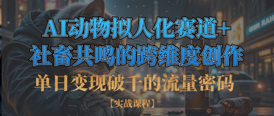 单日变现破千的流量密码,AI动物拟人化赛道+社畜共鸣的跨维度创作网创吧-网创项目资源站-副业项目-创业项目-搞钱项目网创吧