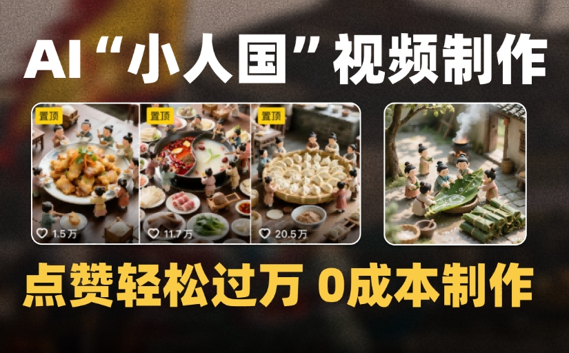 爆款1000W+微缩景观迷你小人国AI视频，0成本制作全流程教学网创吧-网创项目资源站-副业项目-创业项目-搞钱项目网创吧