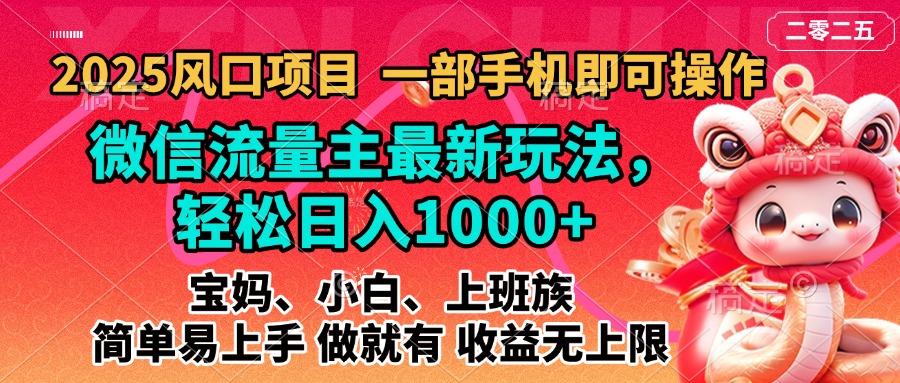 2025蓝海风口项目,微信流量主最新玩法,轻松日入1000+,简单易上手,做就有 收益无上限网创吧-网创项目资源站-副业项目-创业项目-搞钱项目网创吧