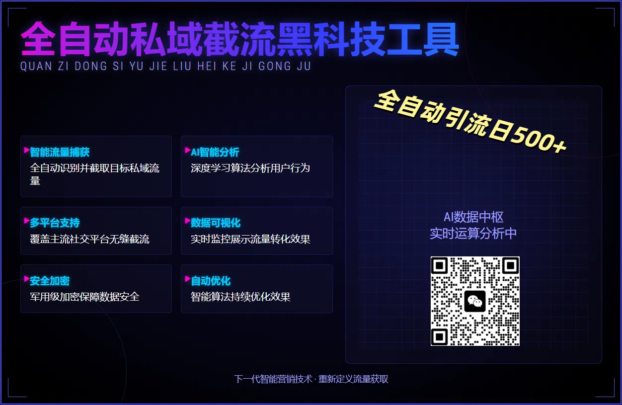 全自动私域截流黑科技工具——全自动引流日500+网创吧-网创项目资源站-副业项目-创业项目-搞钱项目网创吧