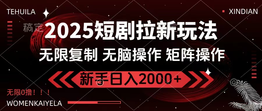 2025短剧拉新玩法,无需注册登录,无限0撸,无脑批量操作日入2000+网创吧-网创项目资源站-副业项目-创业项目-搞钱项目网创吧