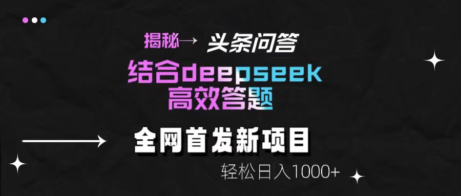揭秘头条问答新玩法！结合deepseek高效答题，轻松日入1000+网创吧-网创项目资源站-副业项目-创业项目-搞钱项目网创吧