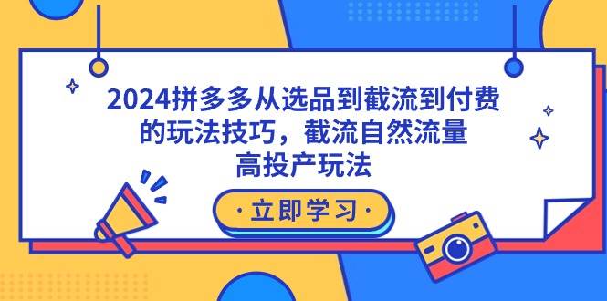 2024拼多多从选品到截流到付费的玩法技巧,截流自然流量玩法,高投产玩法网创吧-网创项目资源站-副业项目-创业项目-搞钱项目网创吧