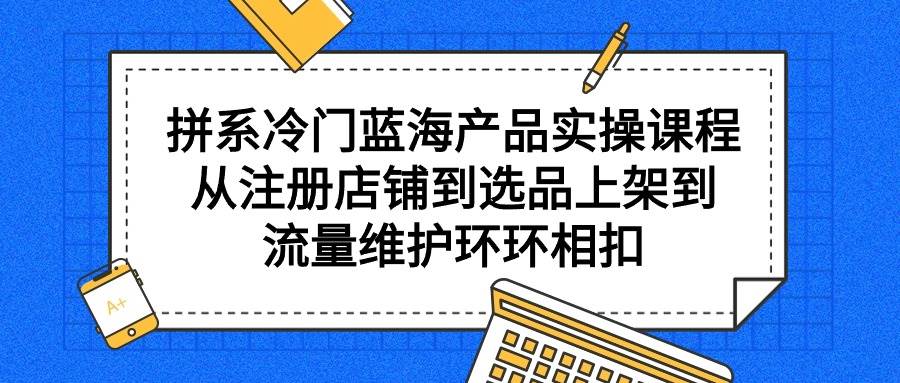 拼系冷门蓝海产品实操课程，从注册店铺到选品上架到流量维护环环相扣网创吧-网创项目资源站-副业项目-创业项目-搞钱项目网创吧
