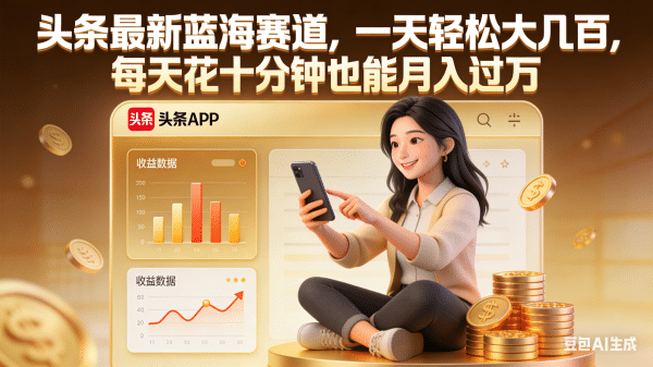 头条最新蓝海赛道,一天轻松大几百,每天花十分钟也能月入过万网创吧-网创项目资源站-副业项目-创业项目-搞钱项目网创吧
