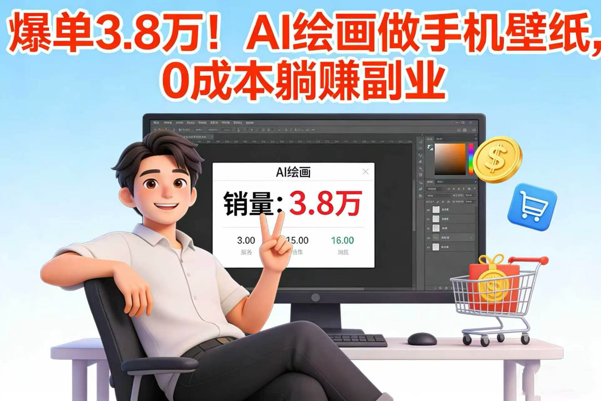 爆单 3.8 万！AI 绘画做手机壁纸，0 成本躺赚副业网创吧-网创项目资源站-副业项目-创业项目-搞钱项目网创吧